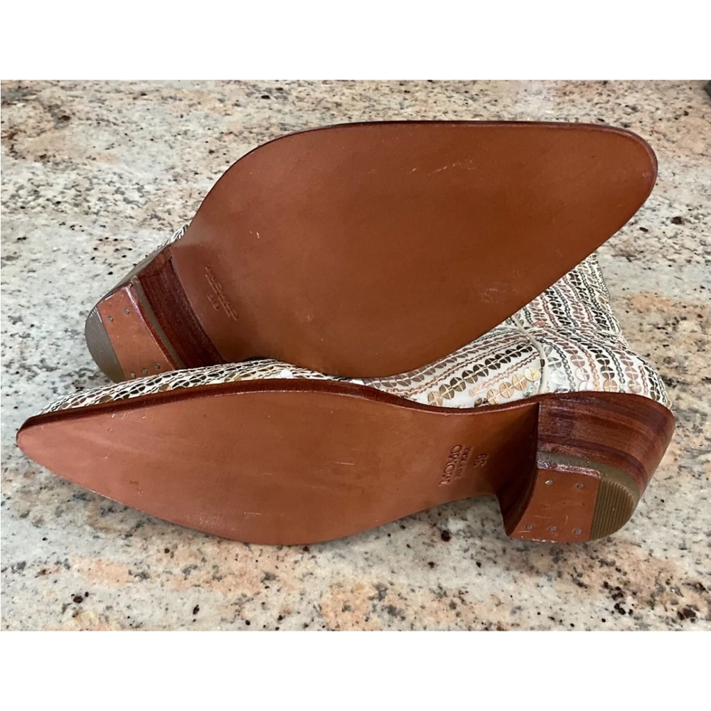 Free People MOMO Luna Sequin Boots Ivory Gold Silver Cowboy Back Zipper - Picture 8 of 12